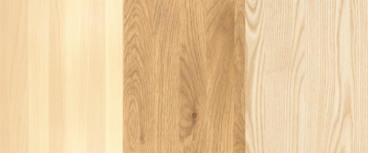 Rodzaje drewna: buk, dąb, jesion